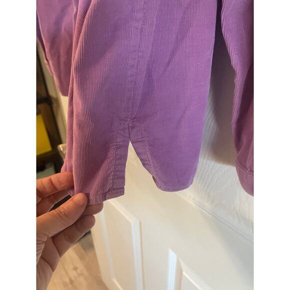 L.L. Bean Corduroy Prairie Button Up Shirt Pintuck Purple Long Sleeve Sz M - Picture 7 of 11